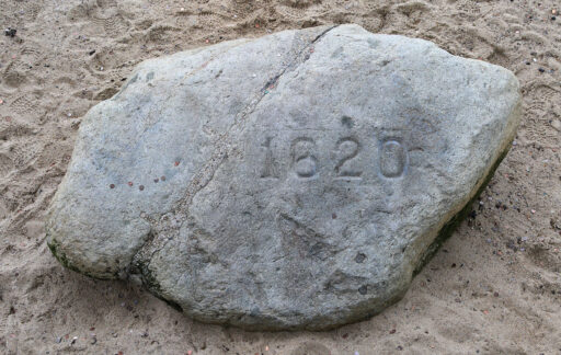 Plymouth Rock etched with the year 1620